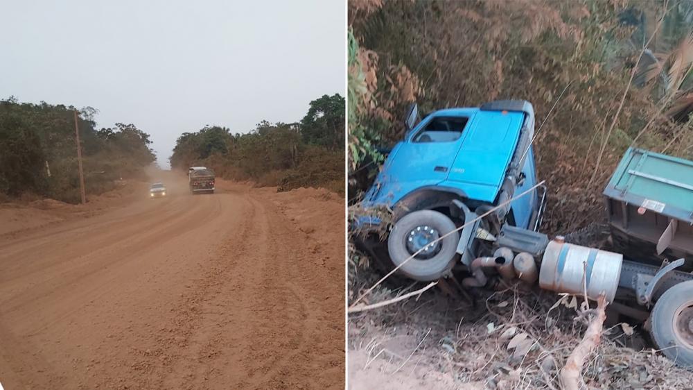 Veículo transportava vergalhões para o município de Rurópolis. A carga transportada pesava cerca de 32 toneladas.